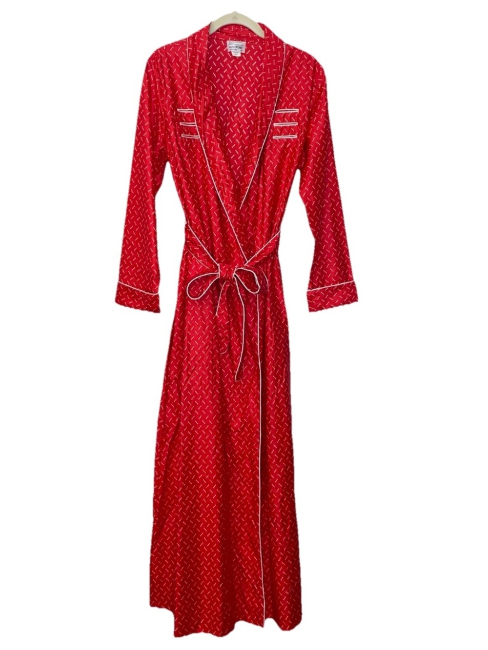 JC Penney Vintage 80's Robe Medium NEW Headstock Red White Piped Trim Maxi NWT